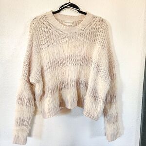 Dreamers Cozy Oversized Cream Slouchy Fuzzy Knit Sweater Size L Cottagecore